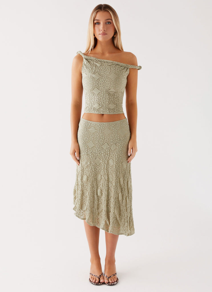 Peppermayo Peppermayo Exclusive - Diamond Sky Midi Skirt - Sage