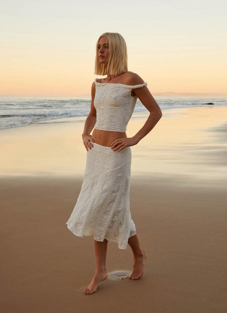 Peppermayo Peppermayo Exclusive - Diamond Sky Midi Skirt - White