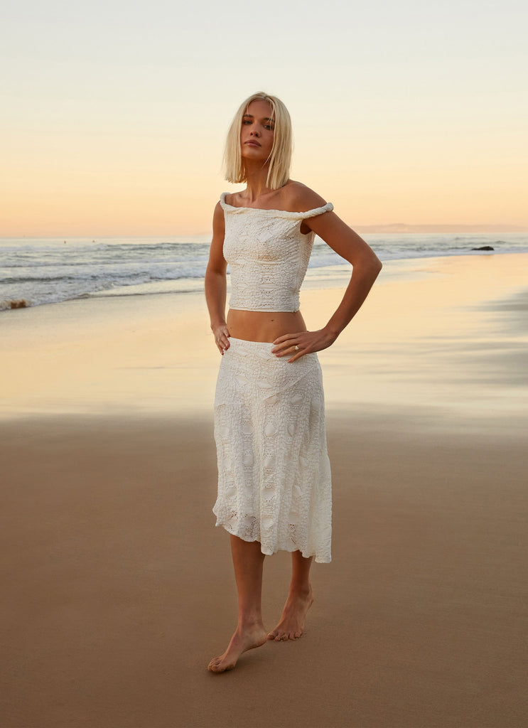 Peppermayo Peppermayo Exclusive - Diamond Sky Midi Skirt - White