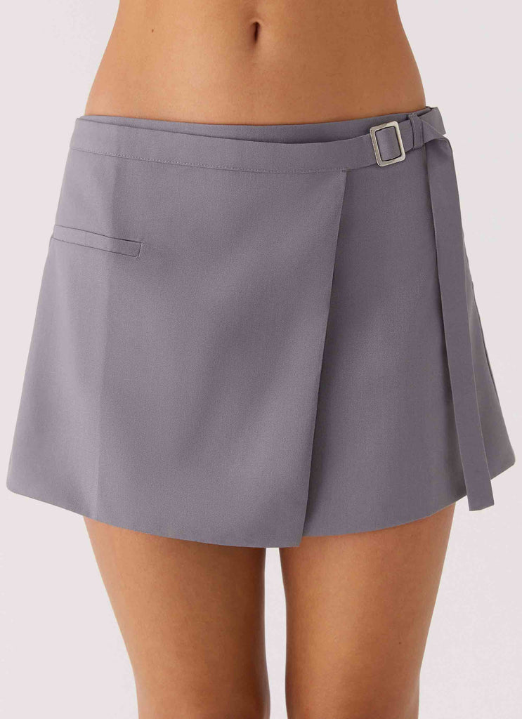 Peppermayo Peppermayo Exclusive - Diane Belt Mini Skirt - Charcoal
