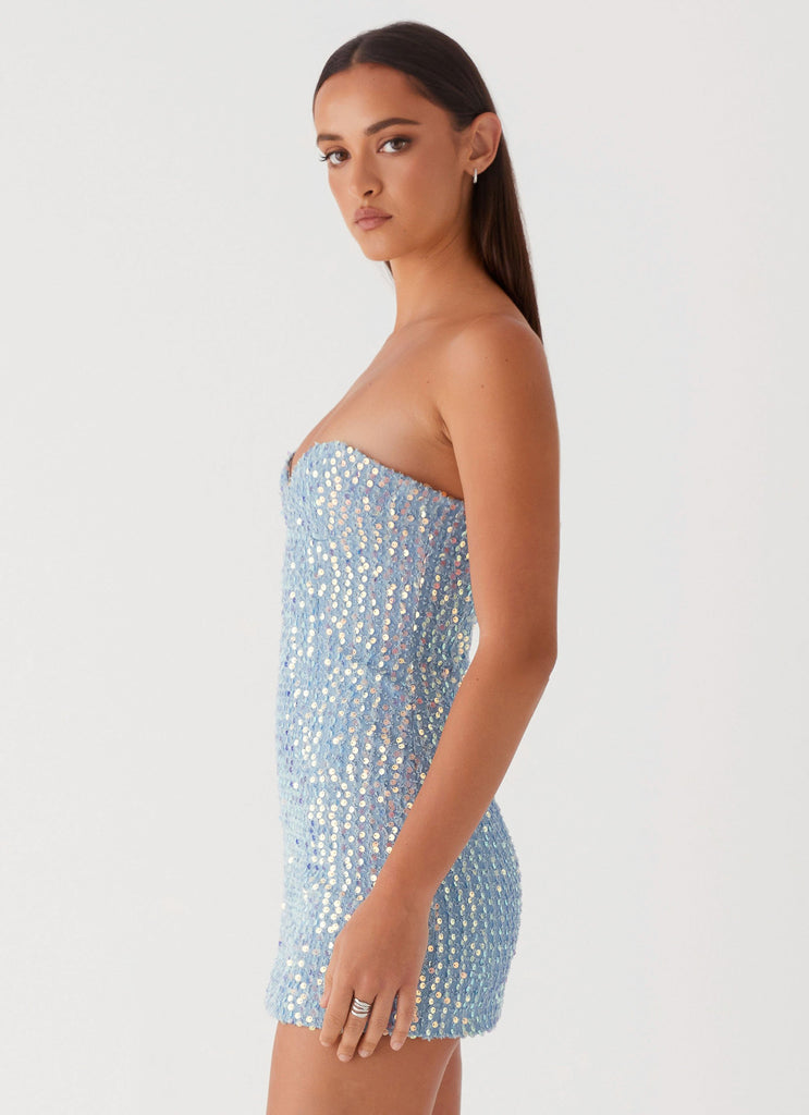 Peppermayo Peppermayo Exclusive - Disturbia Sequin Mini Dress - Sequin Denim