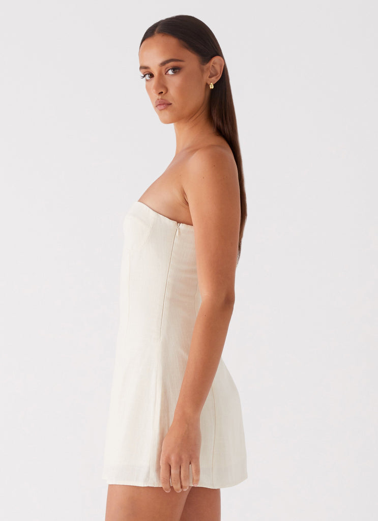 Peppermayo Peppermayo Exclusive - Do It That Way Linen Mini Dress - Ivory