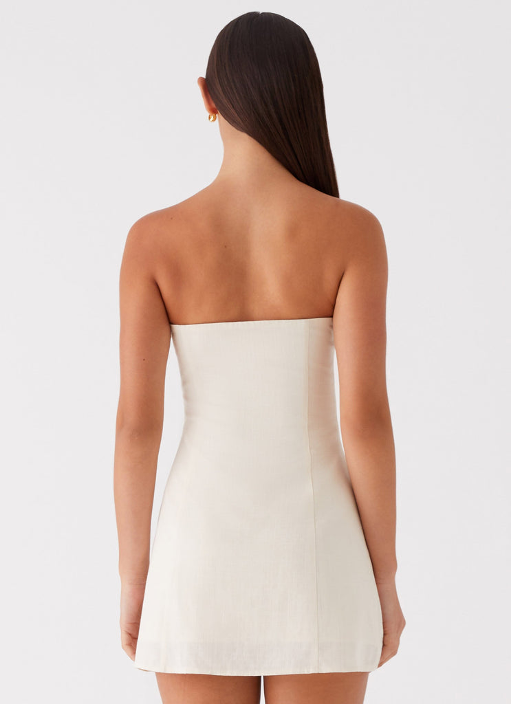 Peppermayo Peppermayo Exclusive - Do It That Way Linen Mini Dress - Ivory
