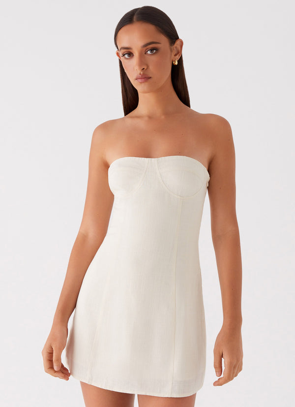 peppermayo Peppermayo Exclusive - Do It That Way Linen Mini Dress - Ivory