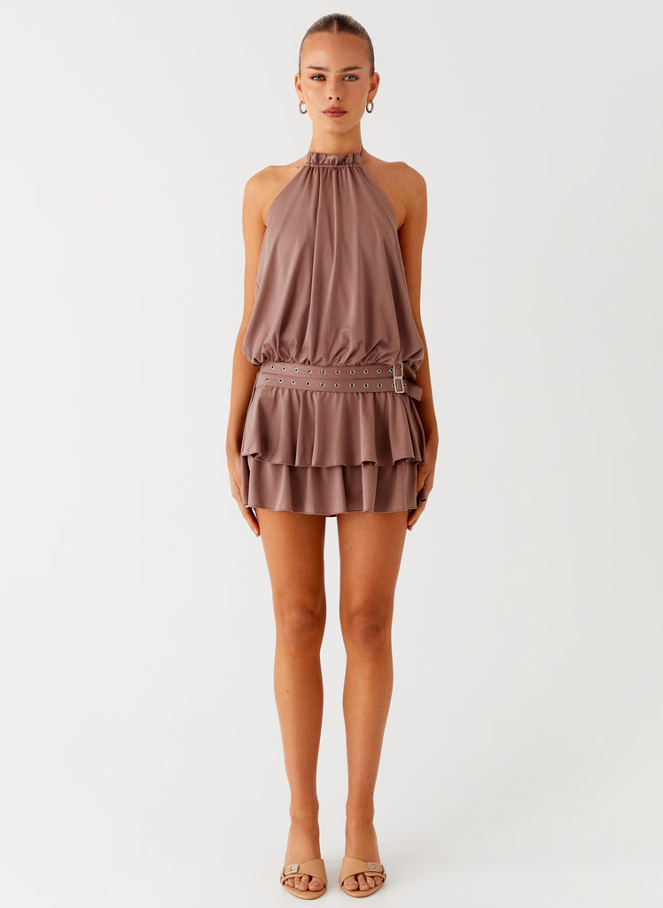 Peppermayo Peppermayo Exclusive - Dopamine Belt Mini Dress - Taupe