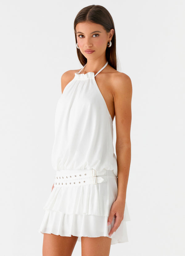 peppermayo Peppermayo Exclusive - Dopamine Belt Mini Dress - White