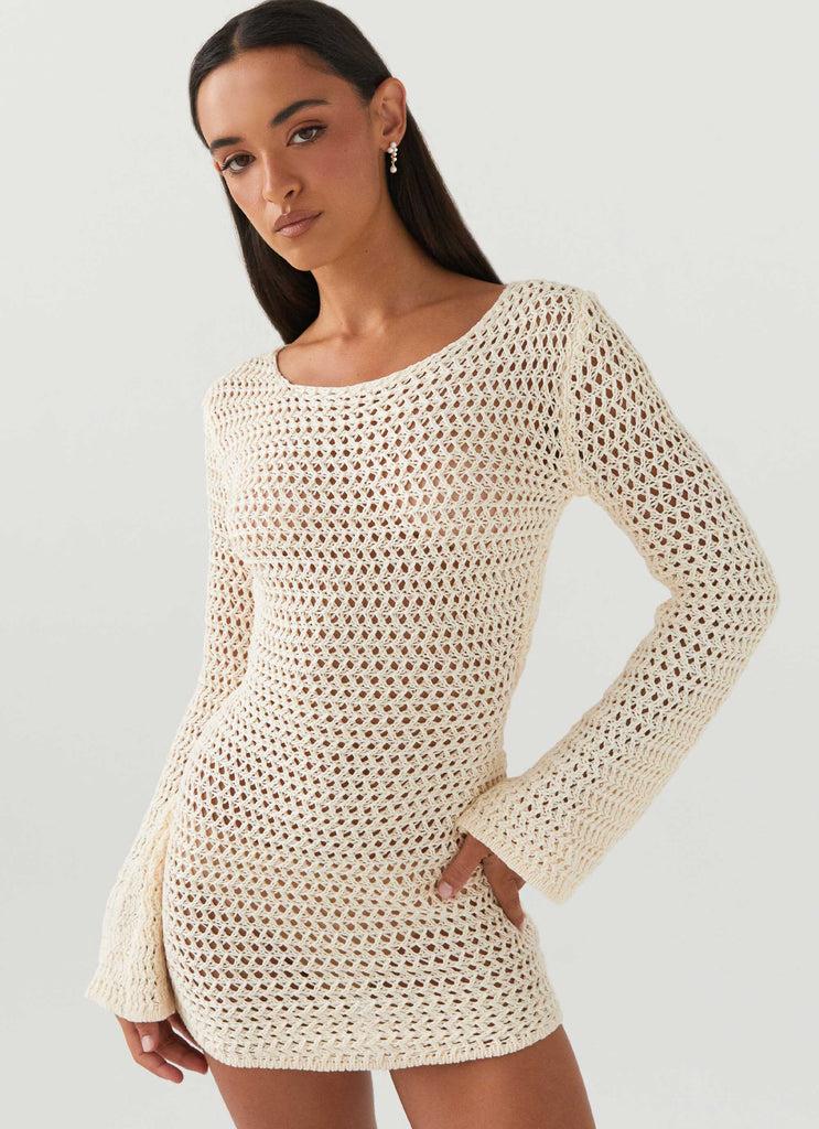 Peppermayo Peppermayo Exclusive - Down For The Ride Crochet Mini Dress - Ivory