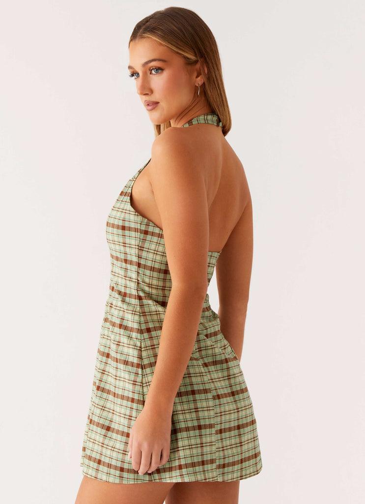 Peppermayo Peppermayo Exclusive - Dunia Halter Mini Dress - Forest Plaid