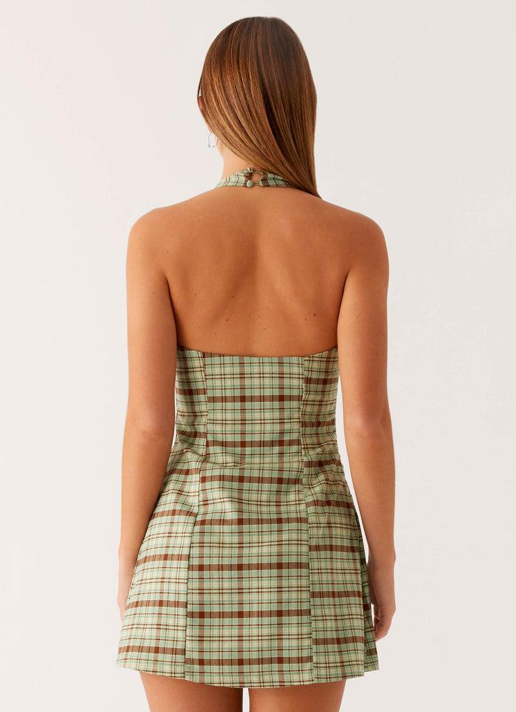 Peppermayo Peppermayo Exclusive - Dunia Halter Mini Dress - Forest Plaid