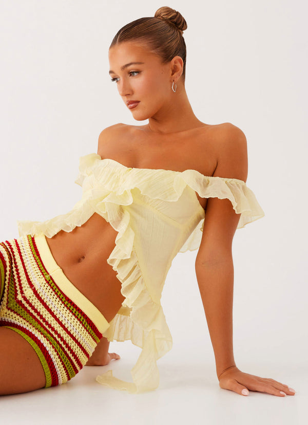 peppermayo Peppermayo Exclusive - Dylan Off Shoulder Top - Yellow