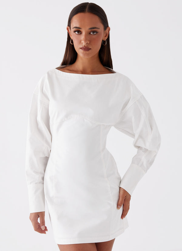 peppermayo Peppermayo Exclusive - Dynasty Shirt Mini Dress - White