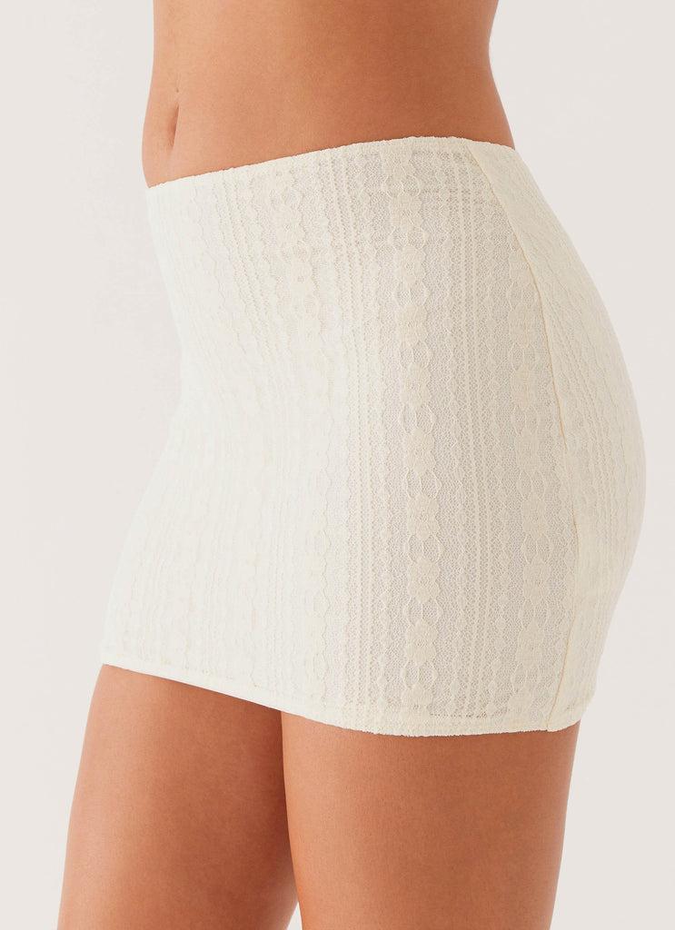 Peppermayo Peppermayo Exclusive - Easy On The Heart Low Rise Mini Skirt - Ivory