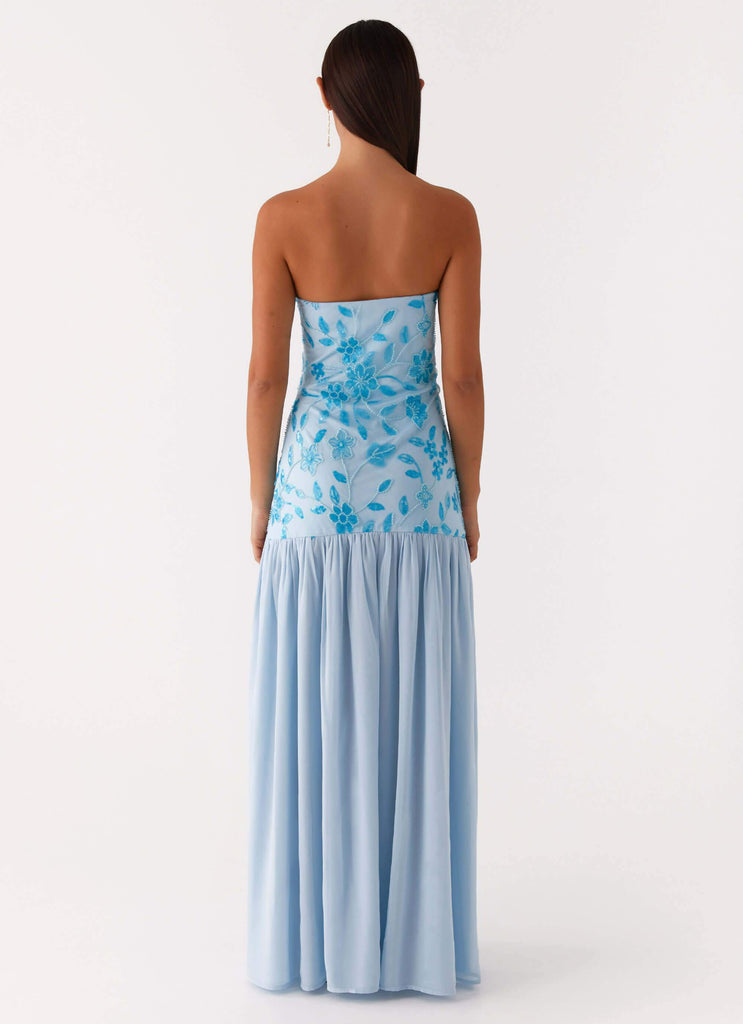 Peppermayo Peppermayo Exclusive - Eden Strapless Beaded Maxi Dress - Blue