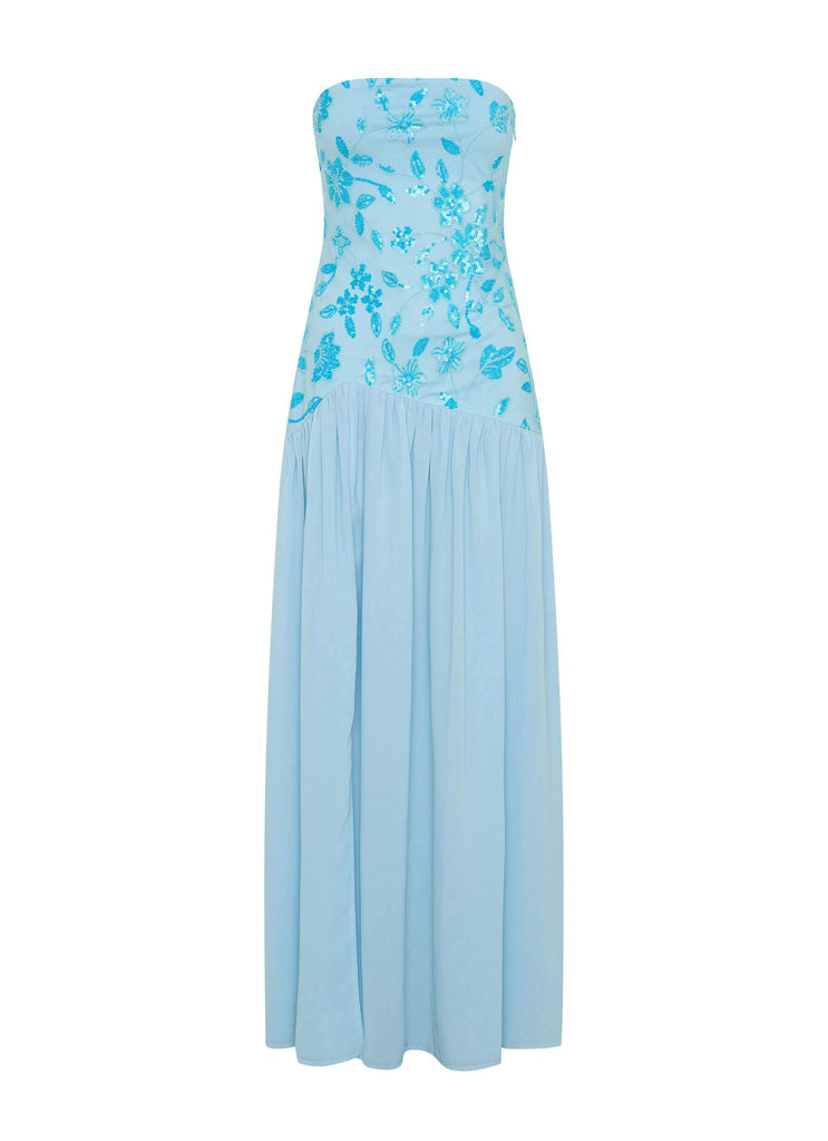 Peppermayo Peppermayo Exclusive - Eden Strapless Beaded Maxi Dress - Blue