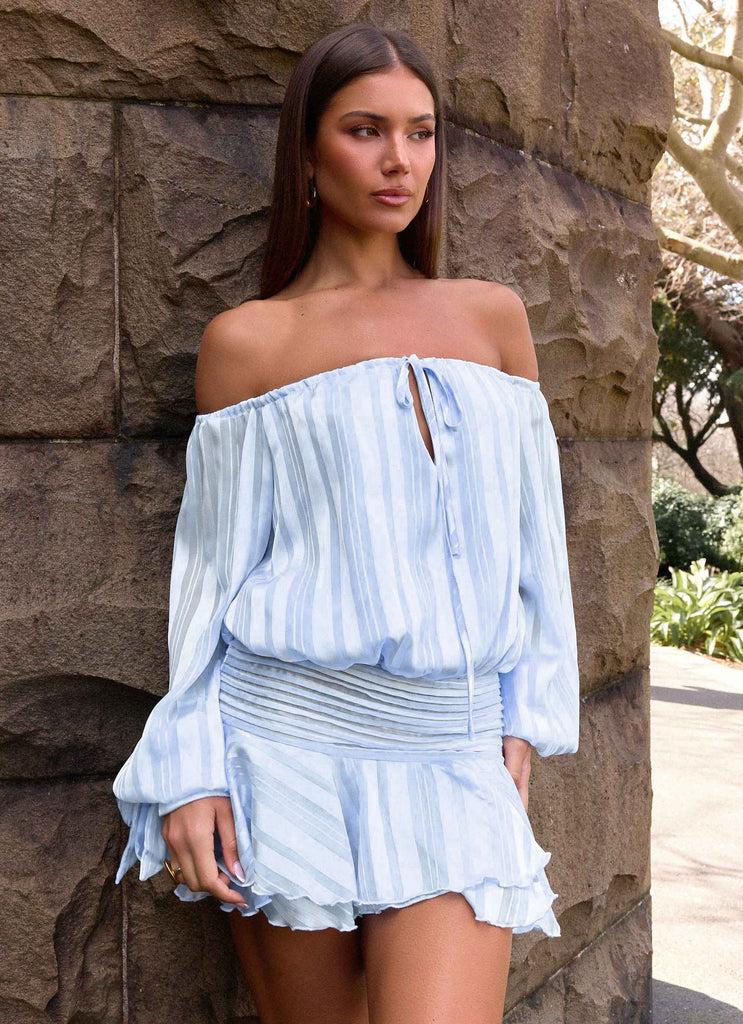 Peppermayo Peppermayo Exclusive - Eira Balloon Sleeve Mini Dress - Baby Blue