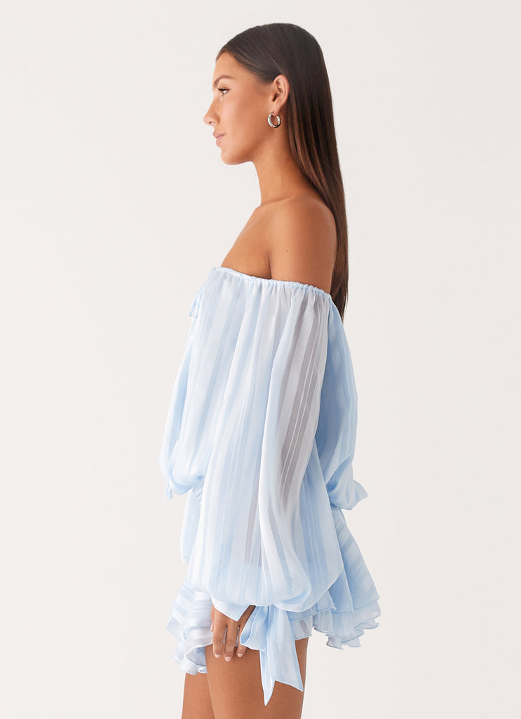 Peppermayo Peppermayo Exclusive - Eira Balloon Sleeve Mini Dress - Baby Blue