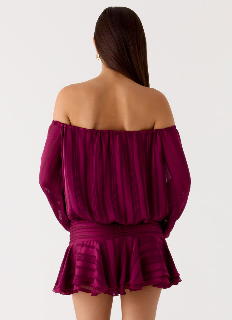 Peppermayo Peppermayo Exclusive - Eira Balloon Sleeve Mini Dress - Plum