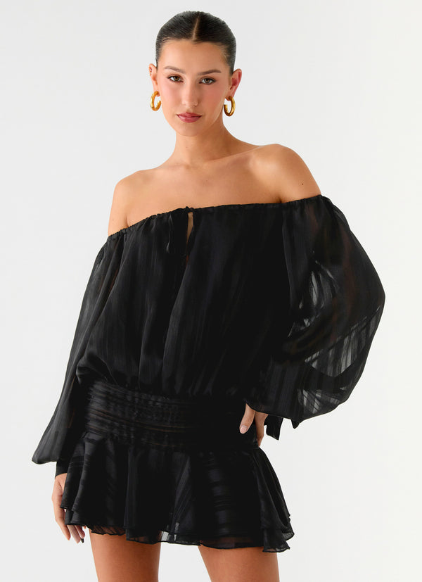 peppermayo Peppermayo Exclusive - Eira Balloon Sleeve Mini Dress - Black