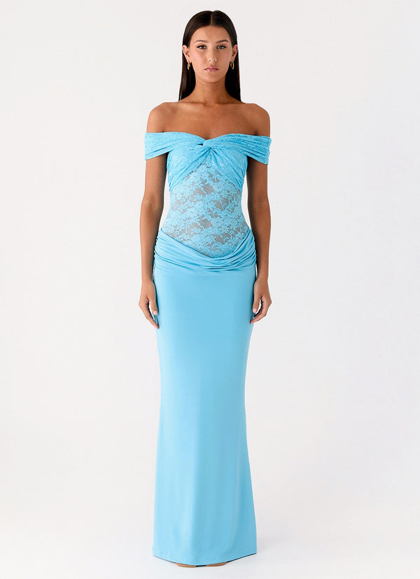 peppermayo Peppermayo Exclusive - Either Way Maxi Dress - Turquoise Blue