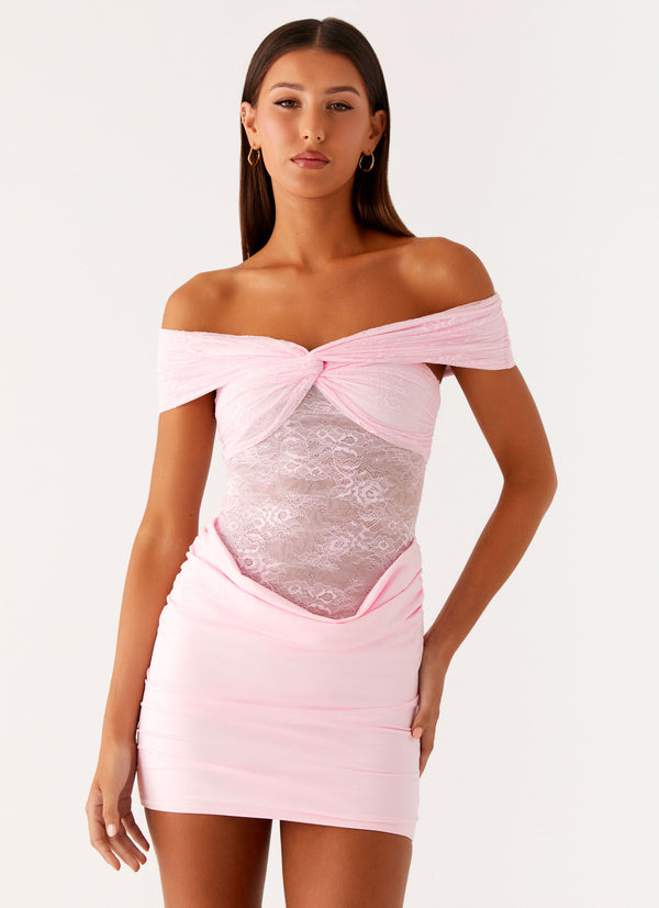 peppermayo Peppermayo Exclusive - Either Way Off Shoulder Mini Dress - Baby Pink