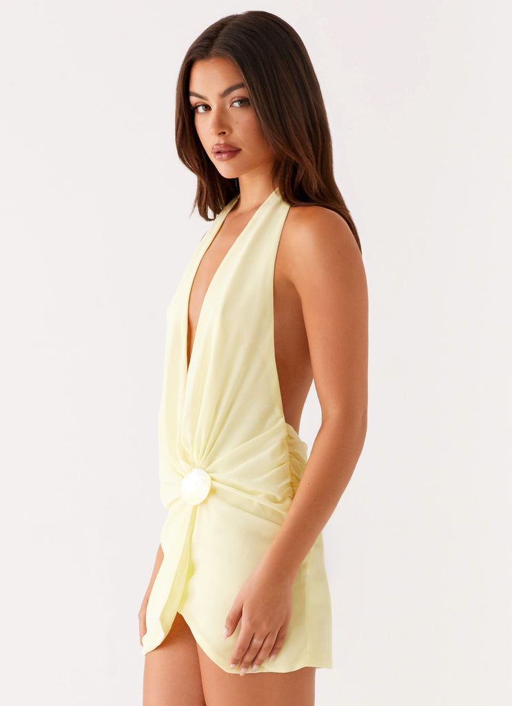 Peppermayo Peppermayo Exclusive - Eleanora Plunge Mini Dress - Yellow