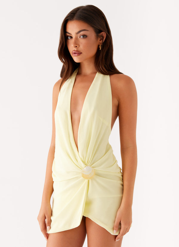 peppermayo Peppermayo Exclusive - Eleanora Plunge Mini Dress - Yellow
