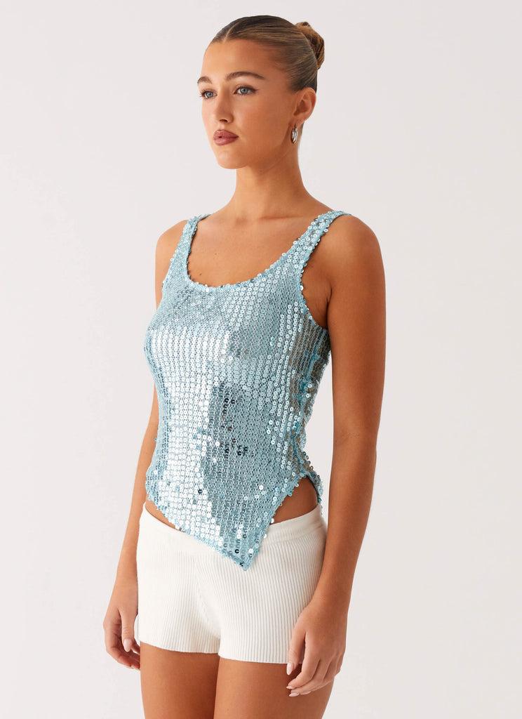 Peppermayo Peppermayo Exclusive - Electra Sequin Tank - Turquoise
