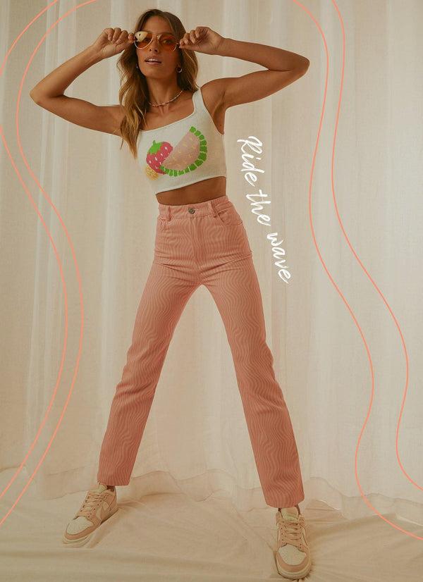peppermayo Peppermayo Exclusive - Electric Avenue Pants - Pink Wave
