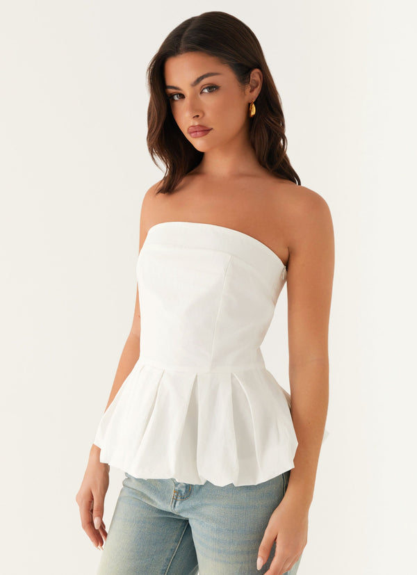 peppermayo Peppermayo Exclusive - Ellen Bubble Hem Top - Ivory