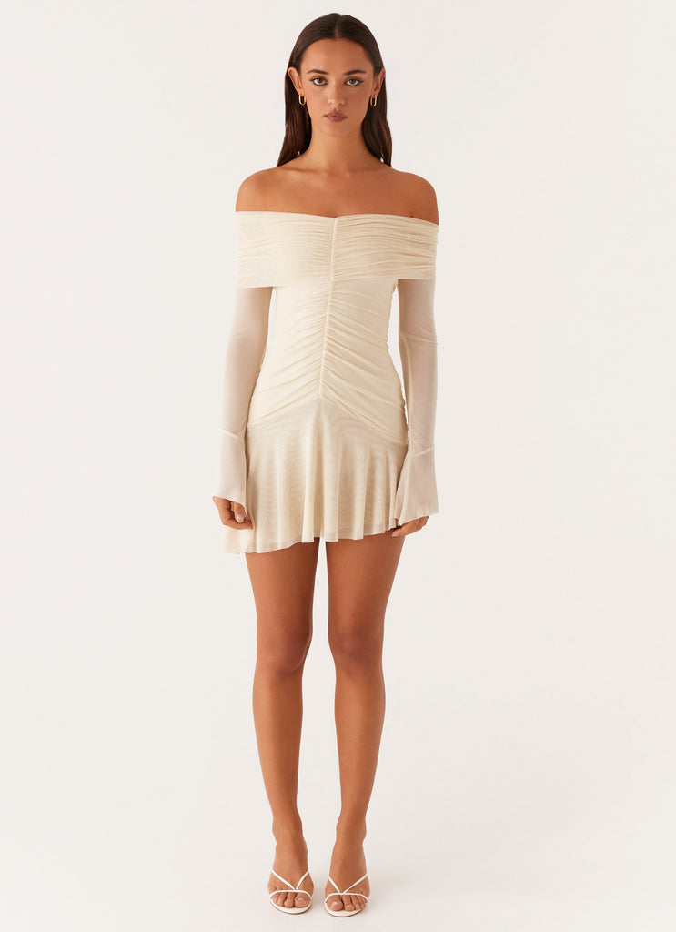 Peppermayo Peppermayo Exclusive - Ellis Ruched Mini Dress - Pastel Yellow