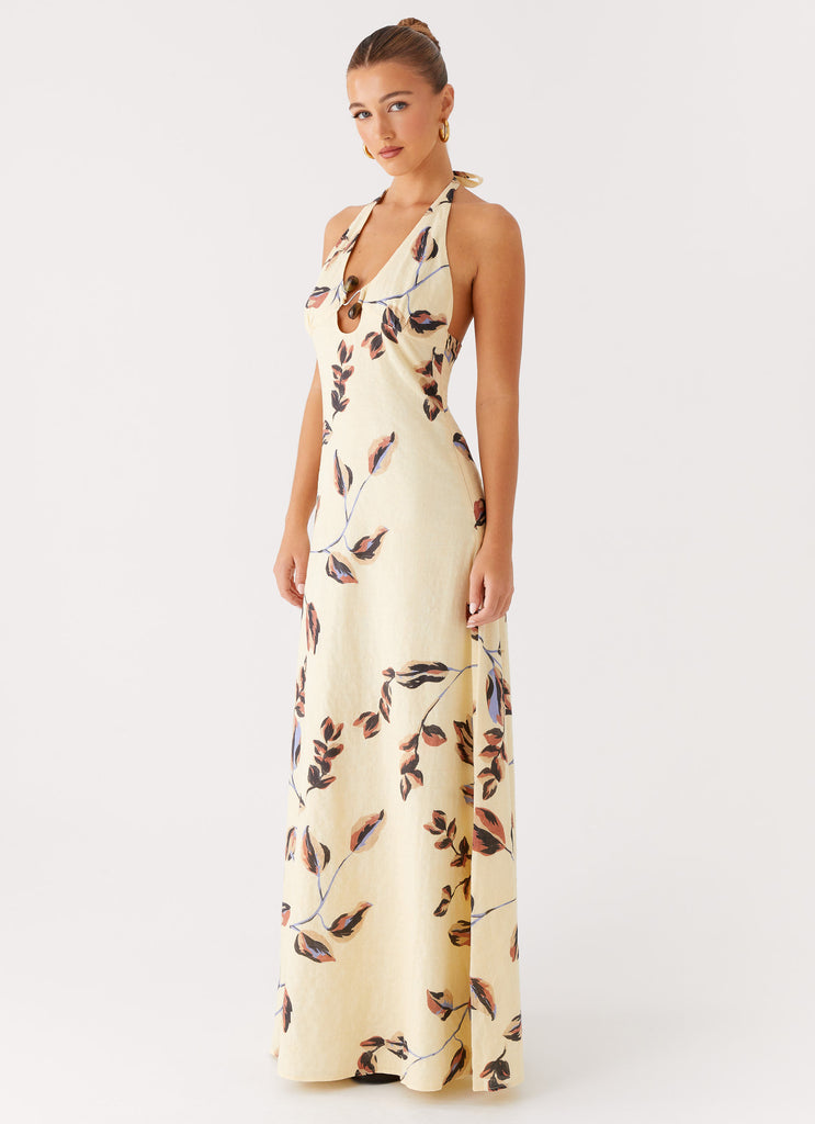 Peppermayo Peppermayo Exclusive - Elvina Halter Neck Maxi Dress - Buttercream Bliss