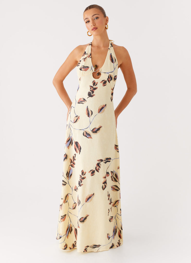 Peppermayo Peppermayo Exclusive - Elvina Halter Neck Maxi Dress - Buttercream Bliss