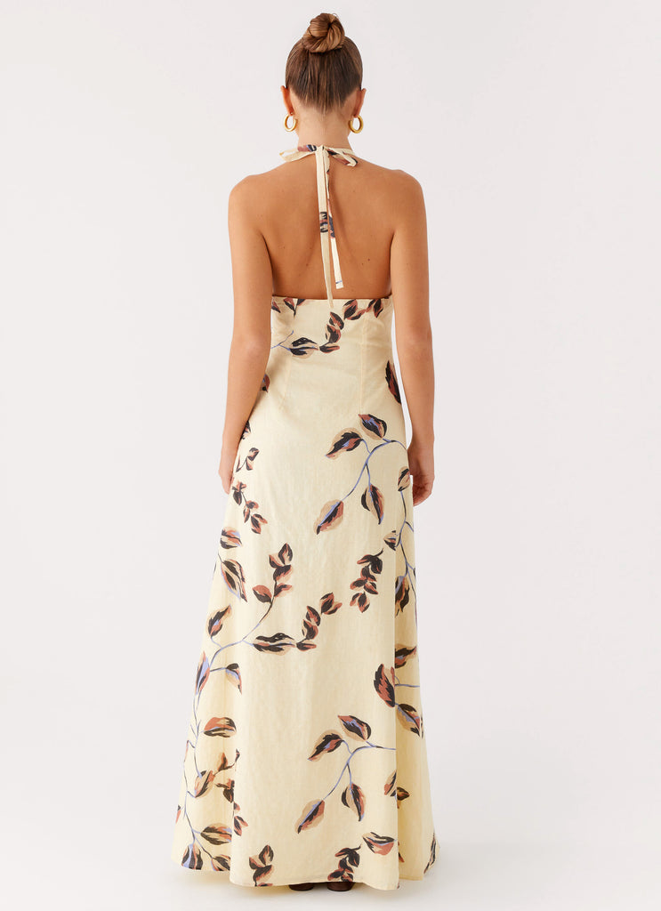 Peppermayo Peppermayo Exclusive - Elvina Halter Neck Maxi Dress - Buttercream Bliss