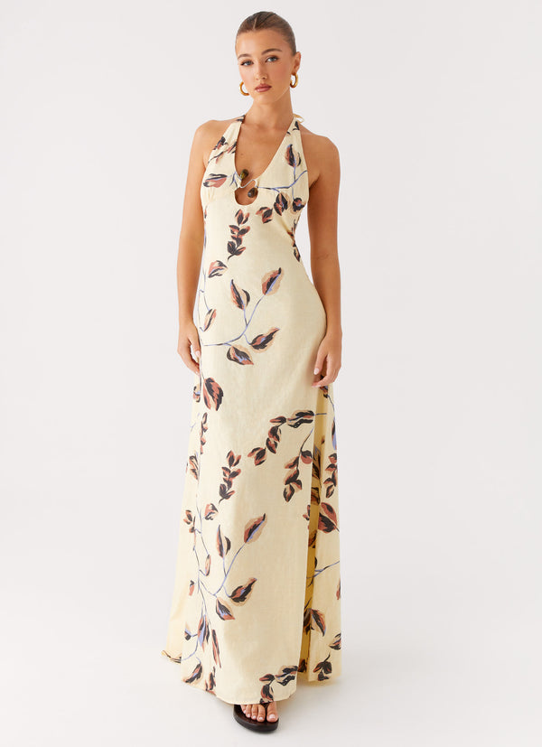 peppermayo Peppermayo Exclusive - Elvina Halter Neck Maxi Dress - Buttercream Bliss
