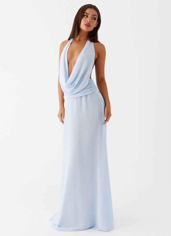 peppermayo Peppermayo Exclusive - Elysia Chiffon Maxi Dress - Baby Blue