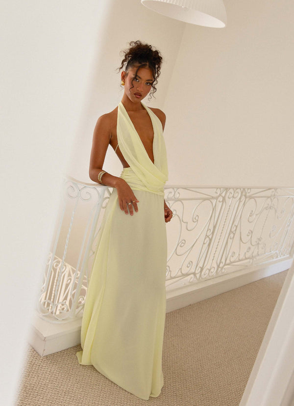 peppermayo Peppermayo Exclusive - Elysia Chiffon Maxi Dress - Lemon