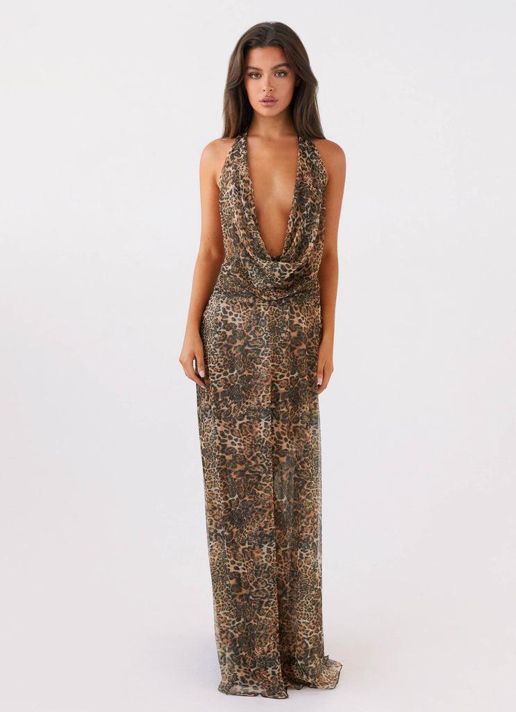 Peppermayo Peppermayo Exclusive - Elysia Mesh Maxi Dress - Leopard
