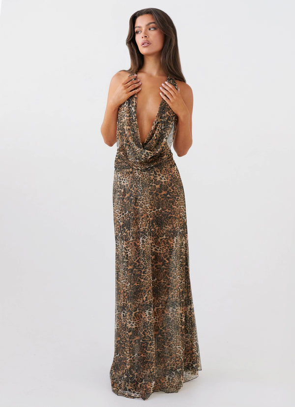 peppermayo Peppermayo Exclusive - Elysia Mesh Maxi Dress - Leopard