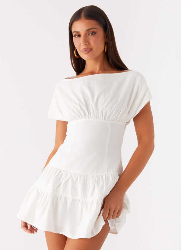 peppermayo Peppermayo Exclusive - Ember Haze Boat Neck Mini Dress - Off White