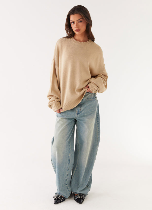 peppermayo Peppermayo Exclusive - Emma Oversized Sweater - Beige