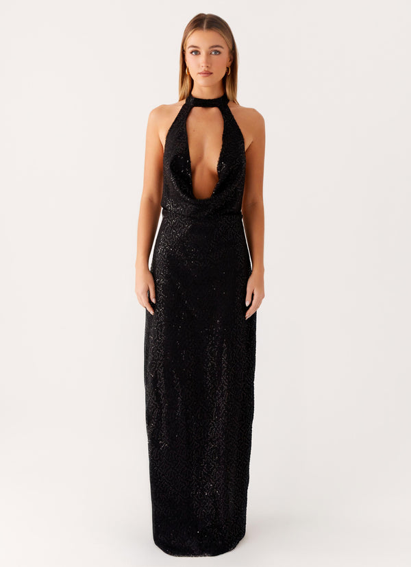 peppermayo Peppermayo Exclusive - Empire Sequin Maxi Dress - Black