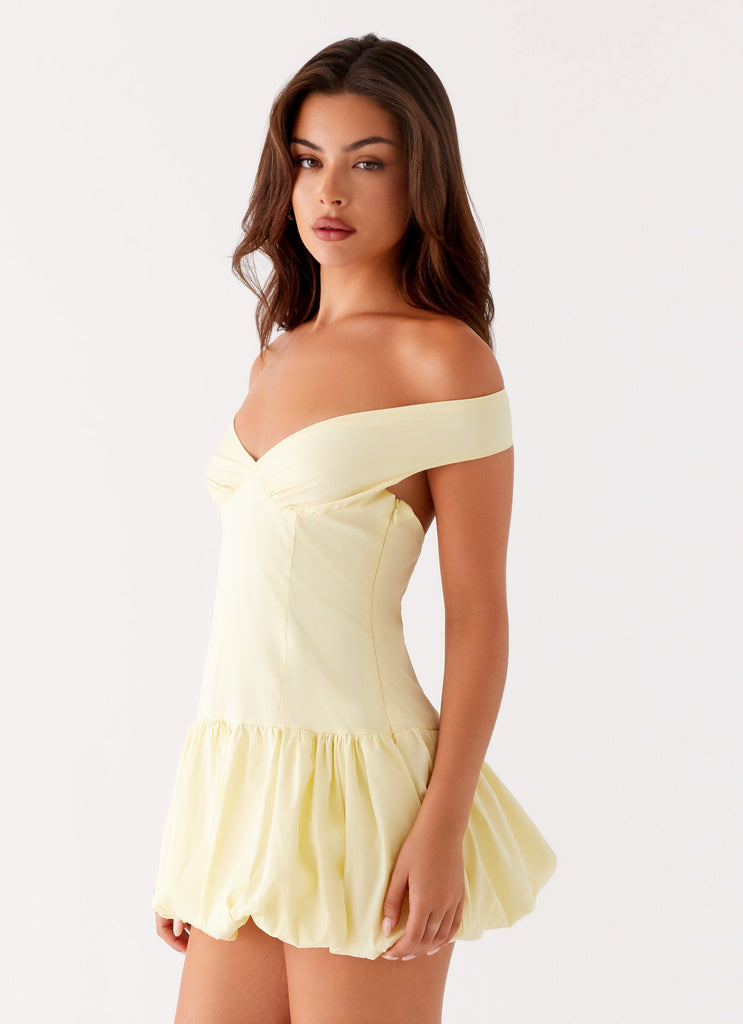 Peppermayo Peppermayo Exclusive - Endless Romance Off Shoulder Mini Dress - Yellow