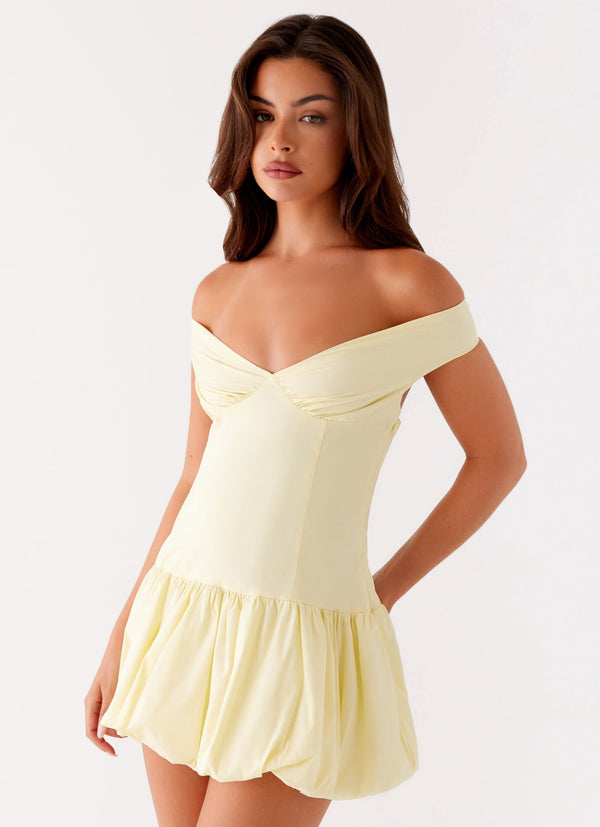 peppermayo Peppermayo Exclusive - Endless Romance Off Shoulder Mini Dress - Yellow
