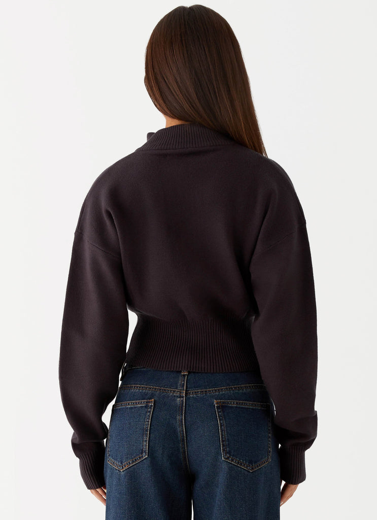 Peppermayo Peppermayo Exclusive - Episode High Neck Cardigan - Charcoal