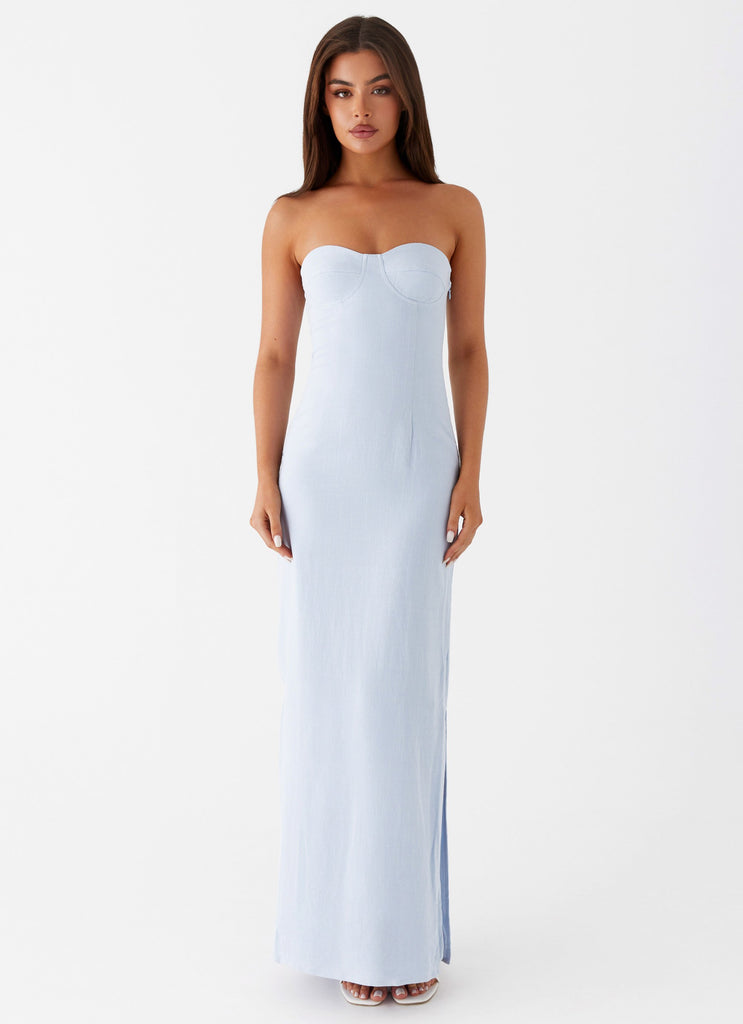 Peppermayo Peppermayo Exclusive - Esra Linen Strapless Maxi Dress - Blue