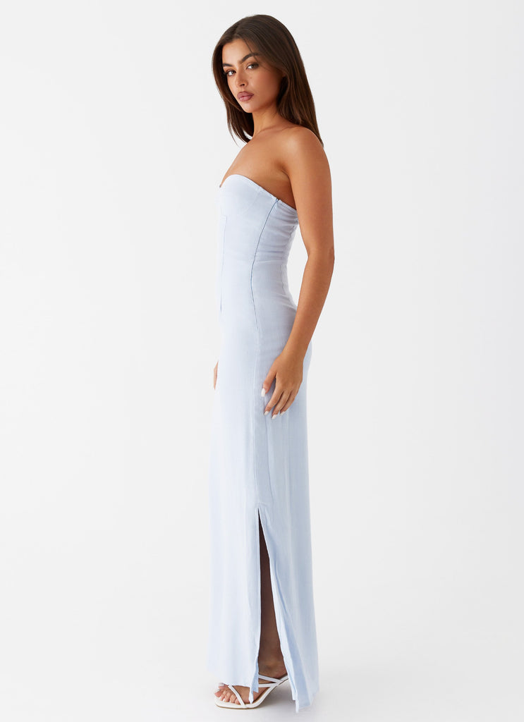 Peppermayo Peppermayo Exclusive - Esra Linen Strapless Maxi Dress - Blue