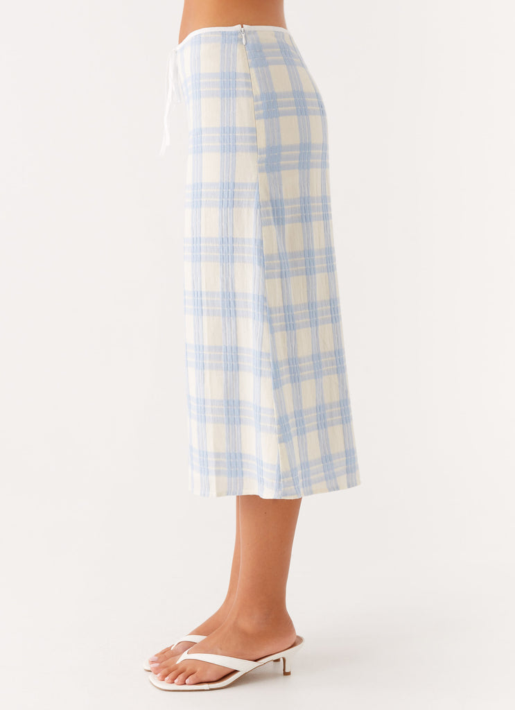 Peppermayo Peppermayo Exclusive - Esther Midi Skirt - Blue Check Seersucker