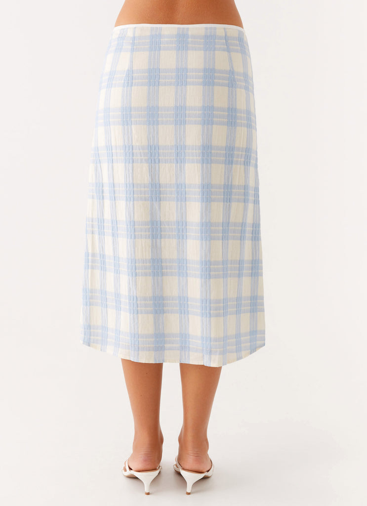 Peppermayo Peppermayo Exclusive - Esther Midi Skirt - Blue Check Seersucker
