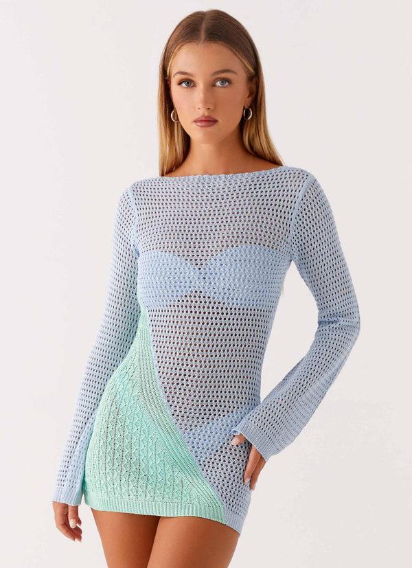 peppermayo Peppermayo Exclusive - Estie Long Sleeve Crochet Mini Dress - Multi