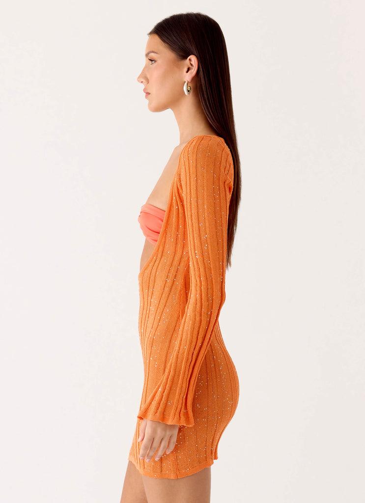 Peppermayo Peppermayo Exclusive - Estrella Long Sleeve Knit Mini Dress - Orange